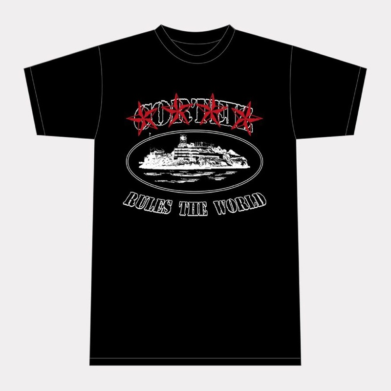 T-shirt Corteiz 4starz Alcatraz Noir France - VWZ-8505085