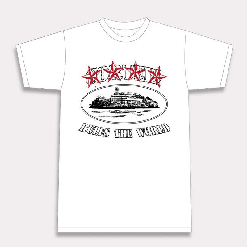 T-shirt Corteiz 4starz Alcatraz Blanche France - OXB-6146865