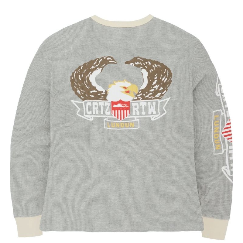 Sweatshirt Corteiz Dipset Eagle Waffle Longsleeve Grise France - NUH-7346439