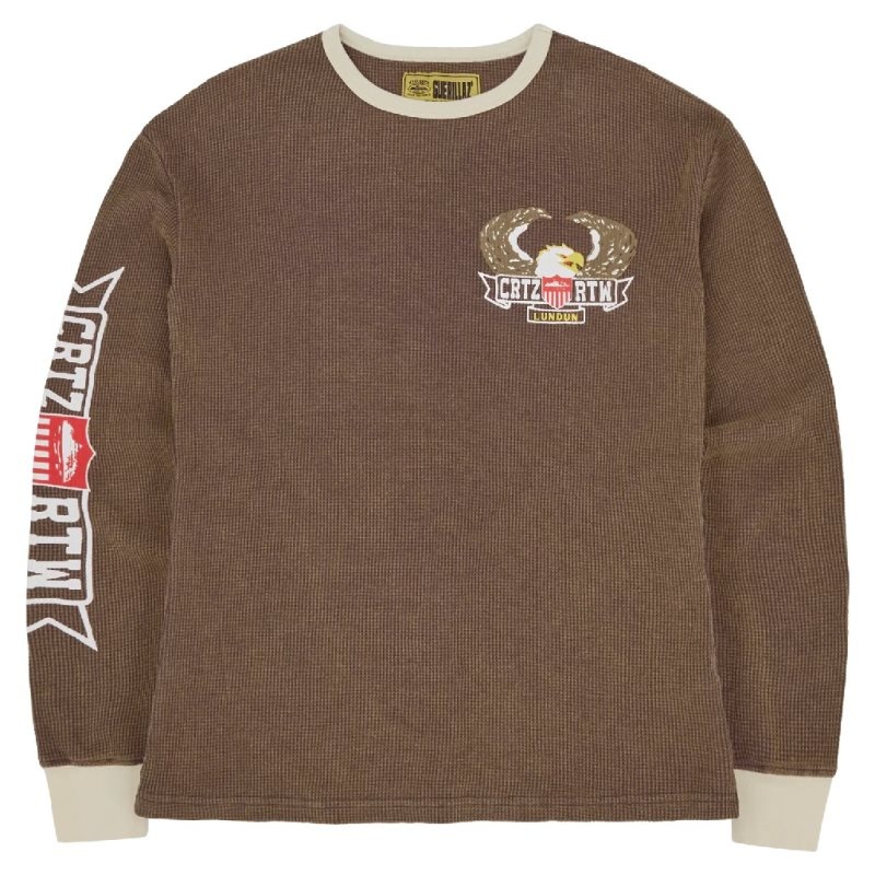 Sweatshirt Corteiz Dipset Waffle Longsleeve Marron France - ZWS-0370258