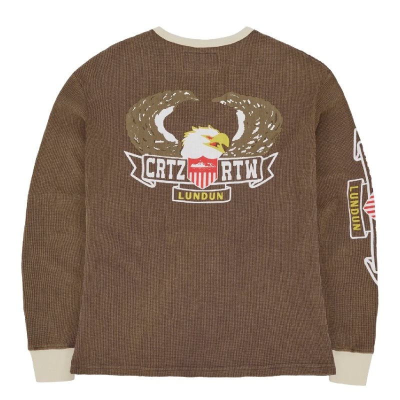 Sweatshirt Corteiz Dipset Waffle Longsleeve Marron France - ZWS-0370258