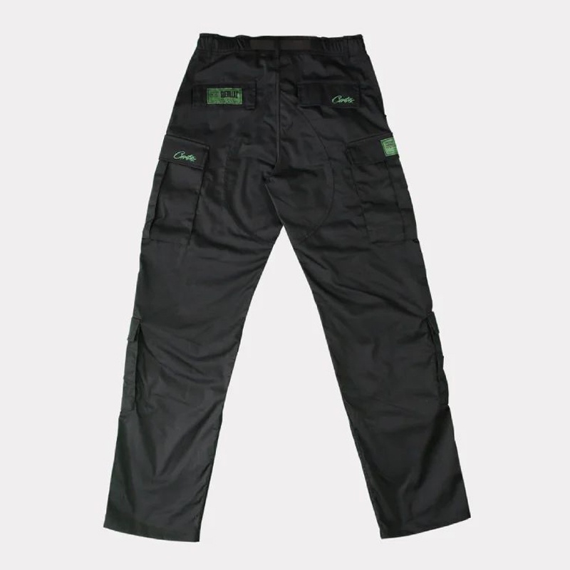 Pantalon Cargo Corteiz Mula Guerillaz Noir Vert France - PHK-8733568