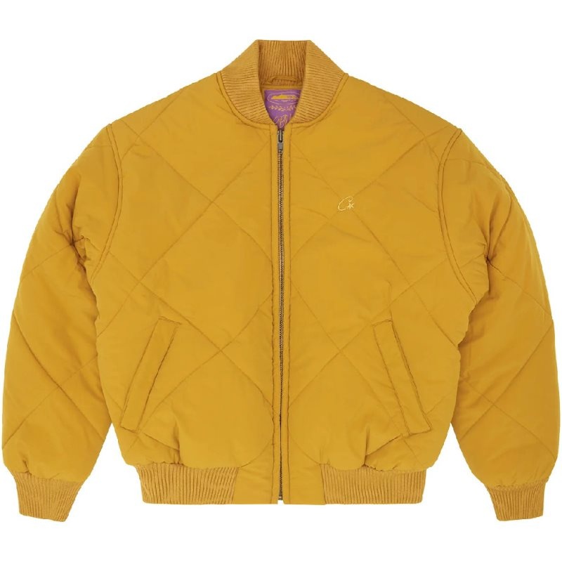 Doudoune Corteiz Olde English Matelassé Bomber Jaune France - ALK-9357584