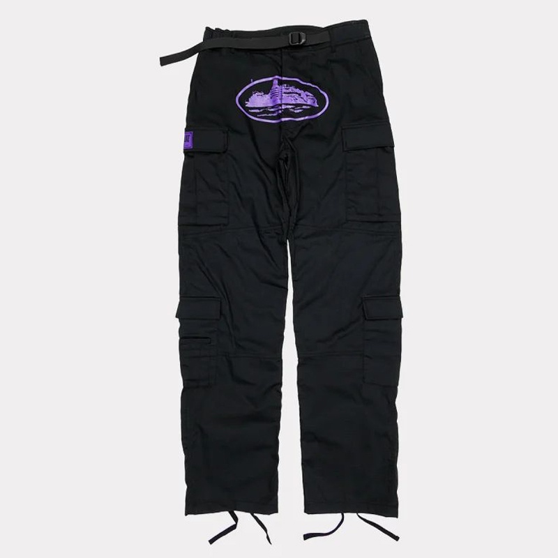 Pantalon Cargo Corteiz Purp Guerillaz Noir Violette France - FKL-5413749