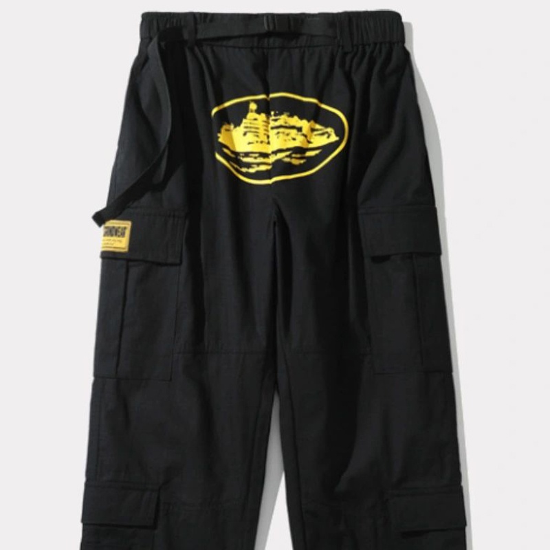 Pantalon Cargo Corteiz Purp Guerillaz Noir Jaune France - LEK-1044378